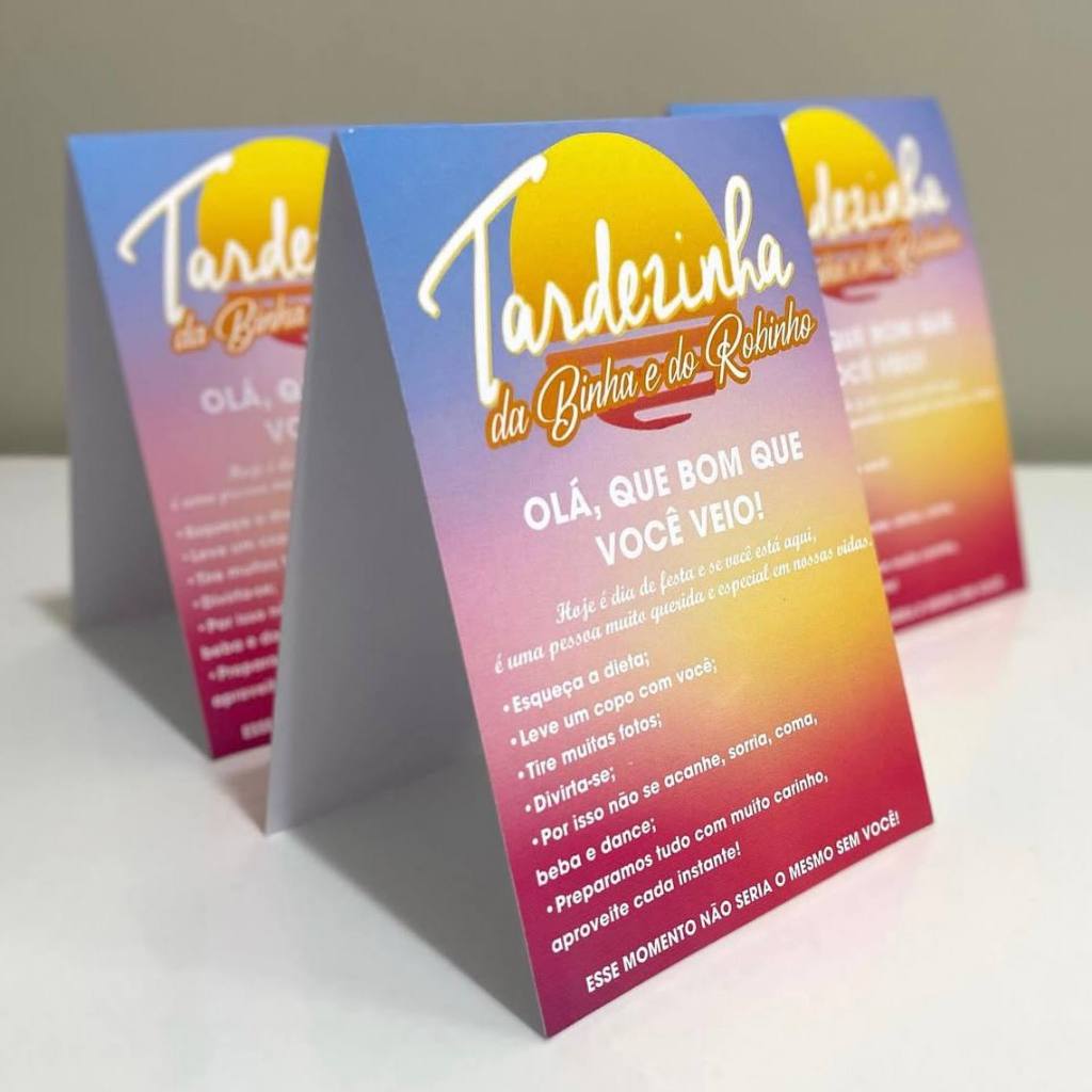 Plaquinha de Mesa Personalizada para Aniversário - Agradecimento de mesa Tardezinha Todos os Temas