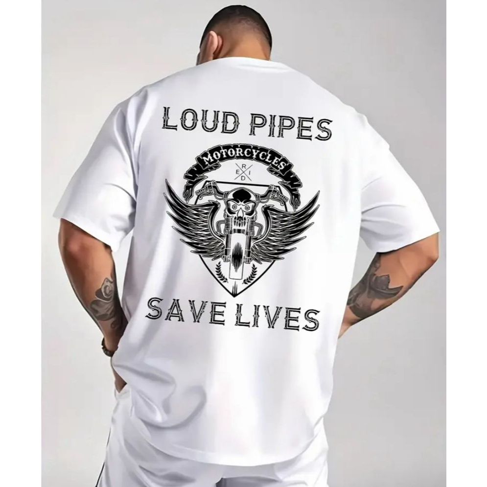 Camiseta Masculina Loud Pipes Estampa Moto Moda Urbano Casual Algodão