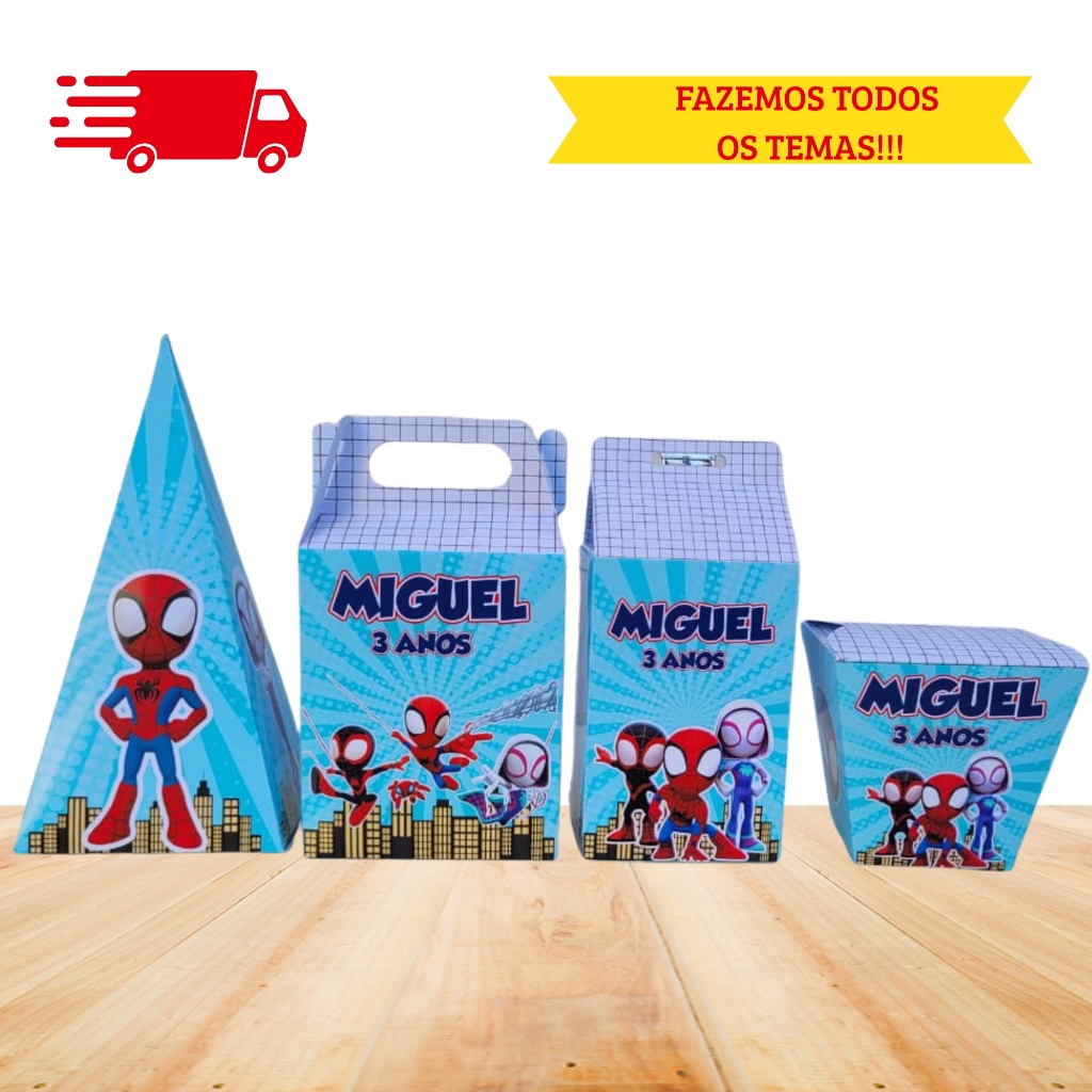 Kit Caixinhas Personalizadas Lembrancinha - HOMEM ARANHA / SPIDER MEN E SEUS AMIGOS  - Fazemos todos os temas