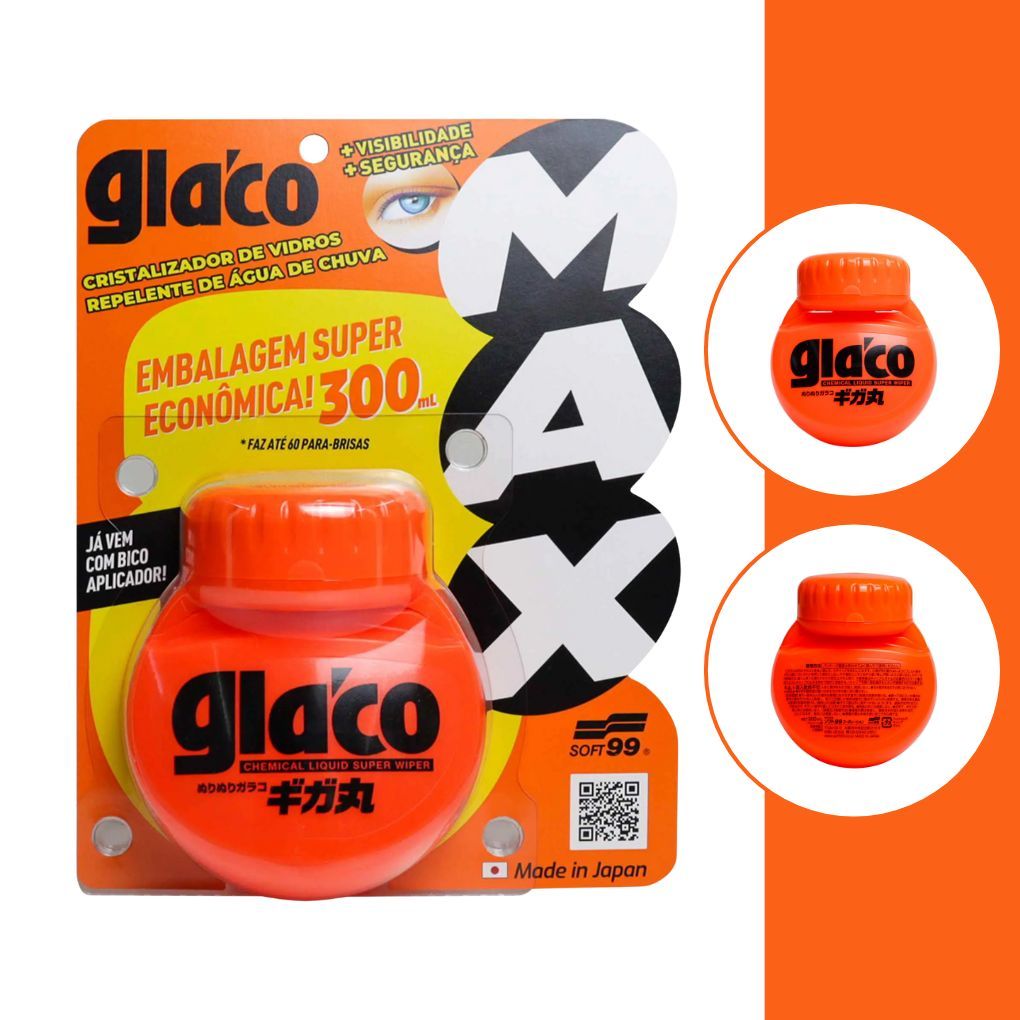 Glaco Max- Cristalizador de Vidros Repelente de Água de Chuva - 300 ml - Soft99