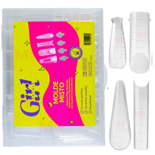 Molde F1 144 unidades mix 4 formatos apice baixo com adesivo Francesinha Reversa Almond Bailarina Quadrado curvatura C em Oferta na Shopee