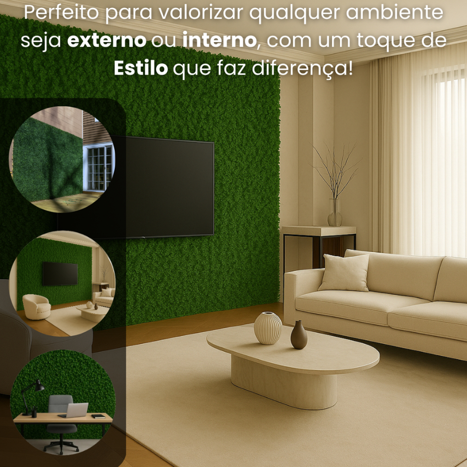 Placa Grama Sintética Verde Para Decoração Jardim Buchinho Parede Muro Inglês 60x40 Natural · foto 2