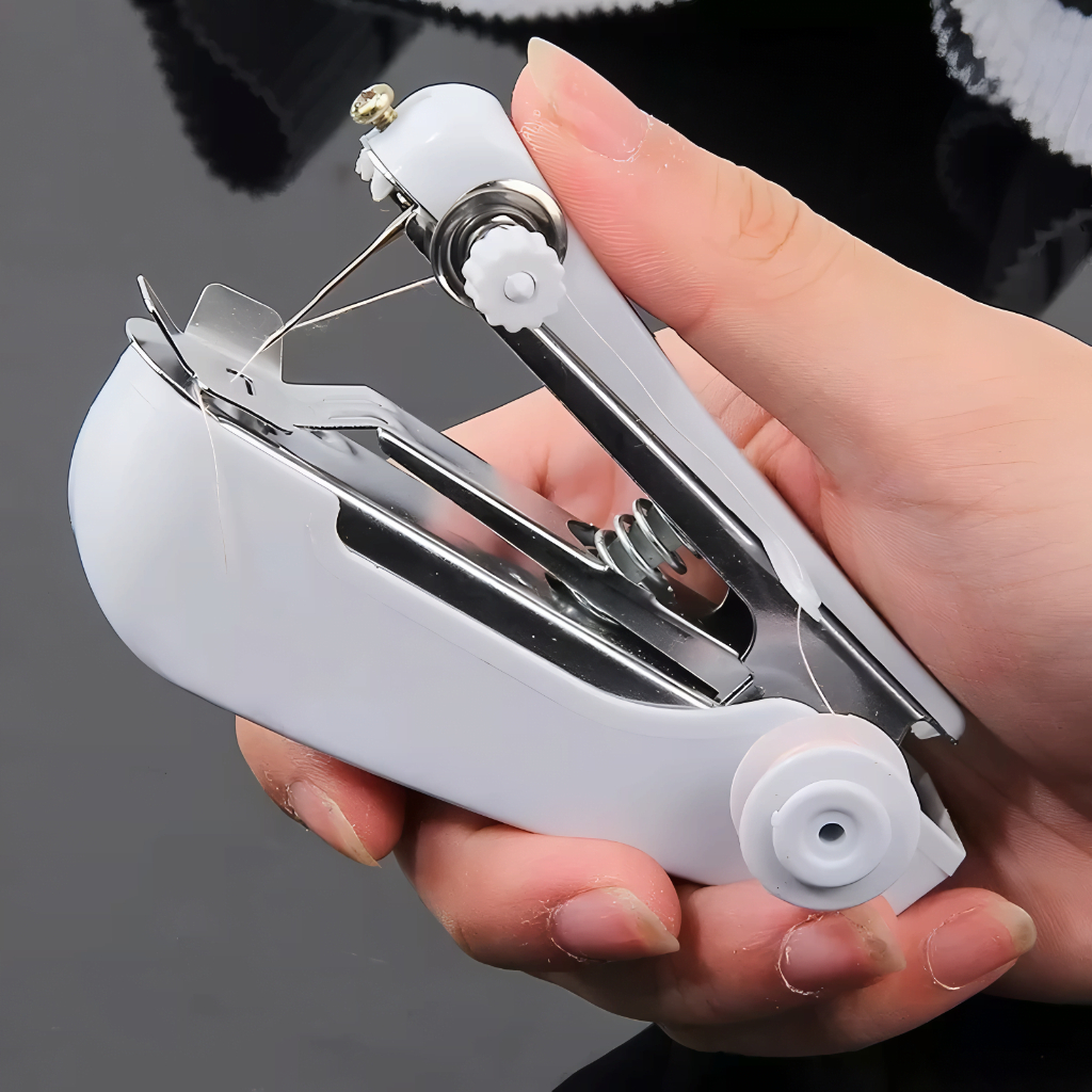Mini Máquina Costura Manual Para Costuras e Reparos Rápidos Portátil De Mão Tecido Lã