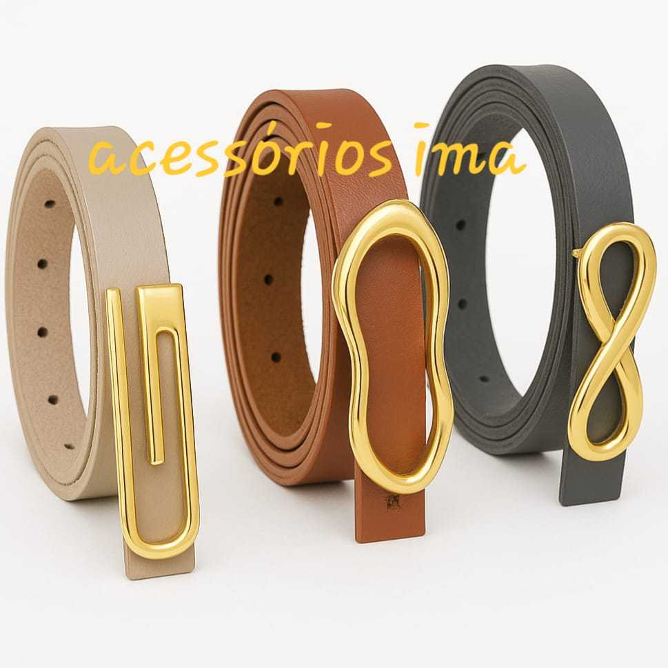 Kit 3 Cinto Feminino MIX  Fivelas Variadas moda em Oferta na Shopee