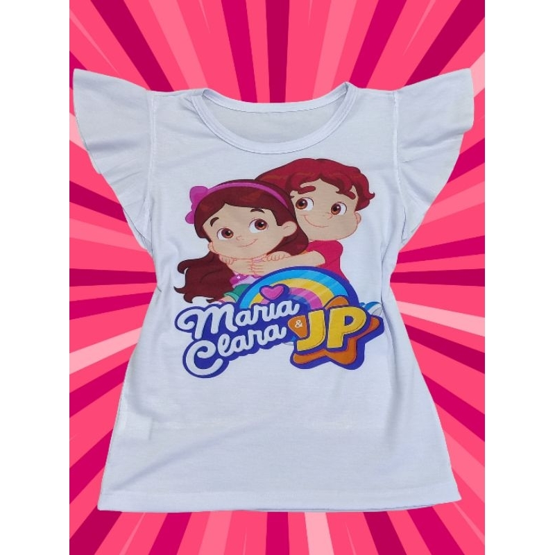 Camiseta Infantil Maria Clara e JP Blusa Menina Personagem YouTuber.