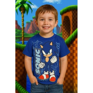 Camiseta Infantil Sonic Manga Curta 100 % Algodão em Oferta na Shopee