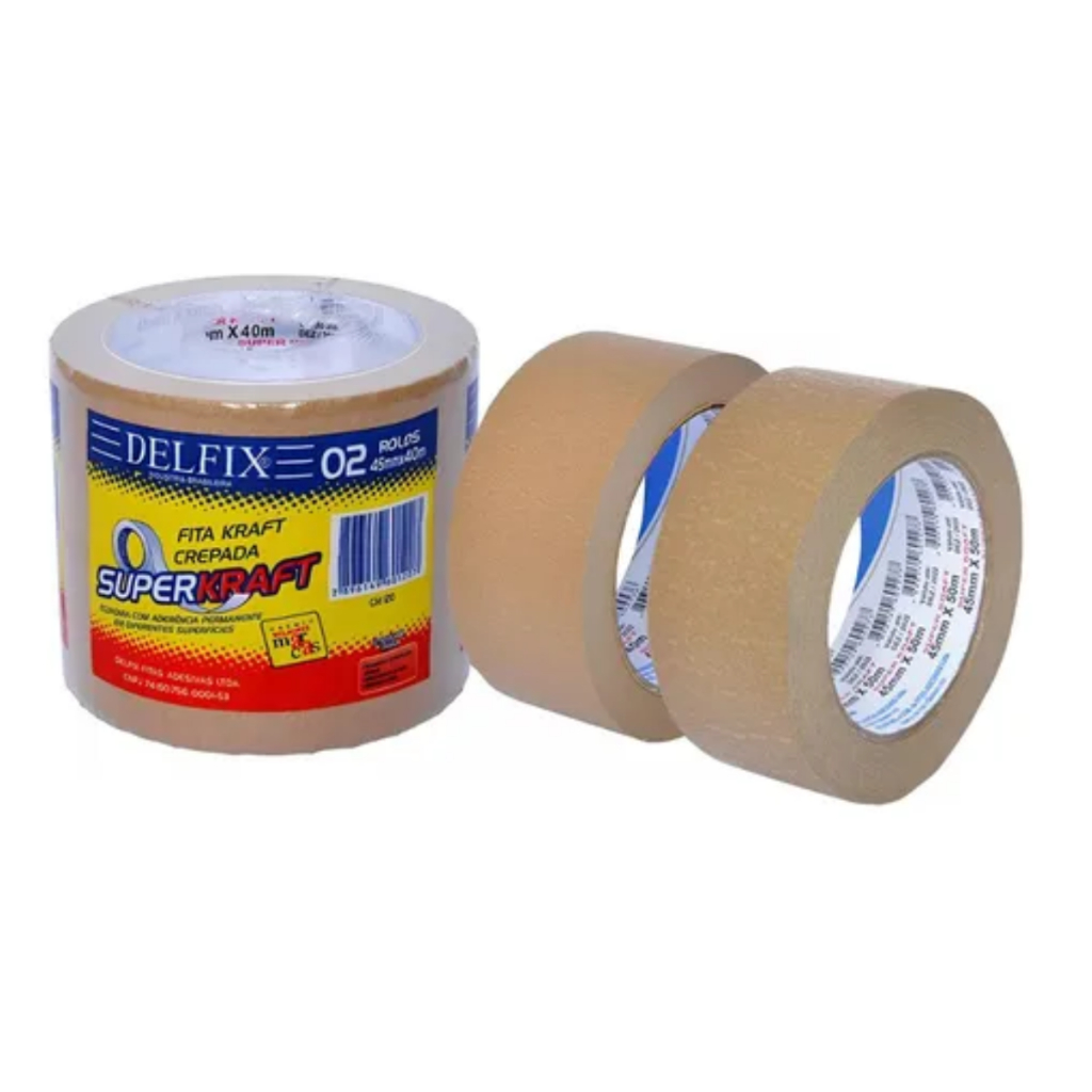 Fita Kraft Crepada Delfix Super Kraft 45mm X 40m Kit Com 1 ou 2 Unidades em Oferta na Shopee