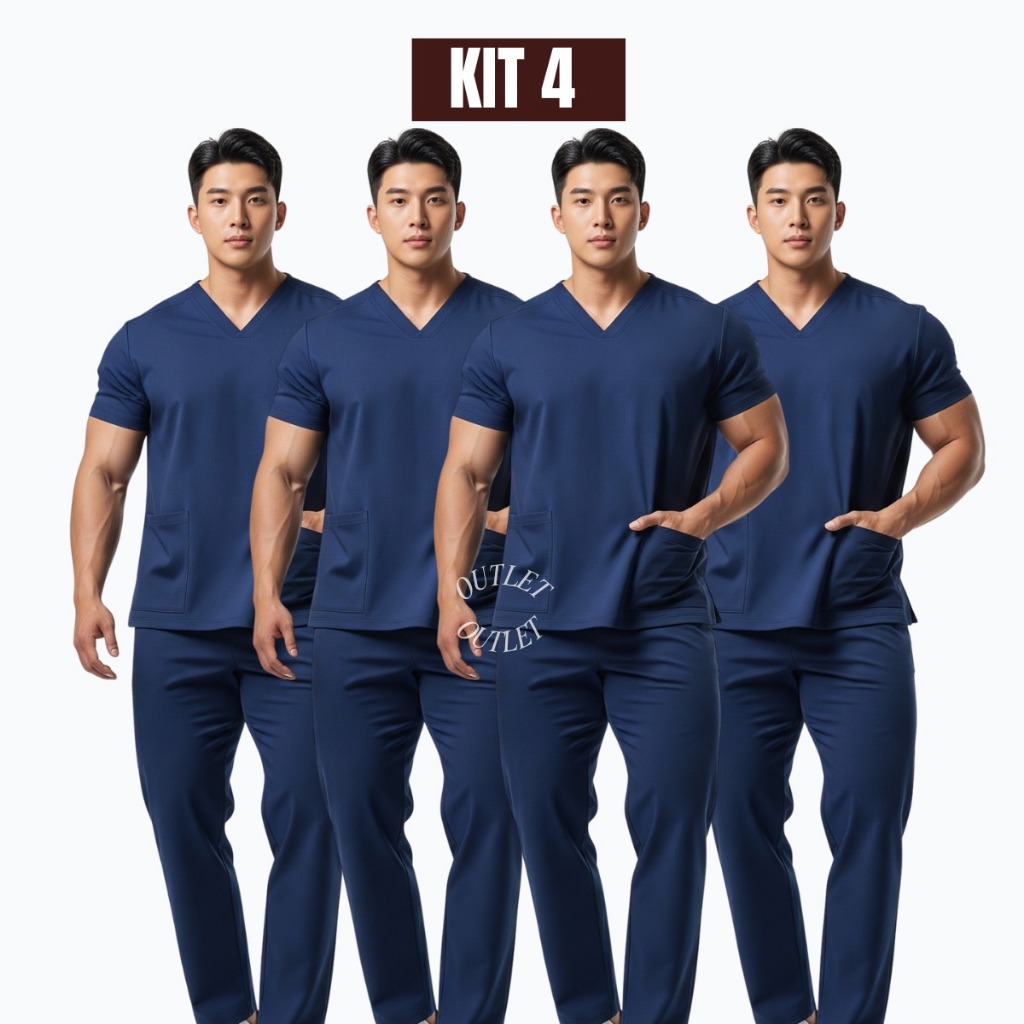 Kit 4 Pijama Scrub Masculino Plus Size Uniforme Hospital-ph em Oferta na Shopee