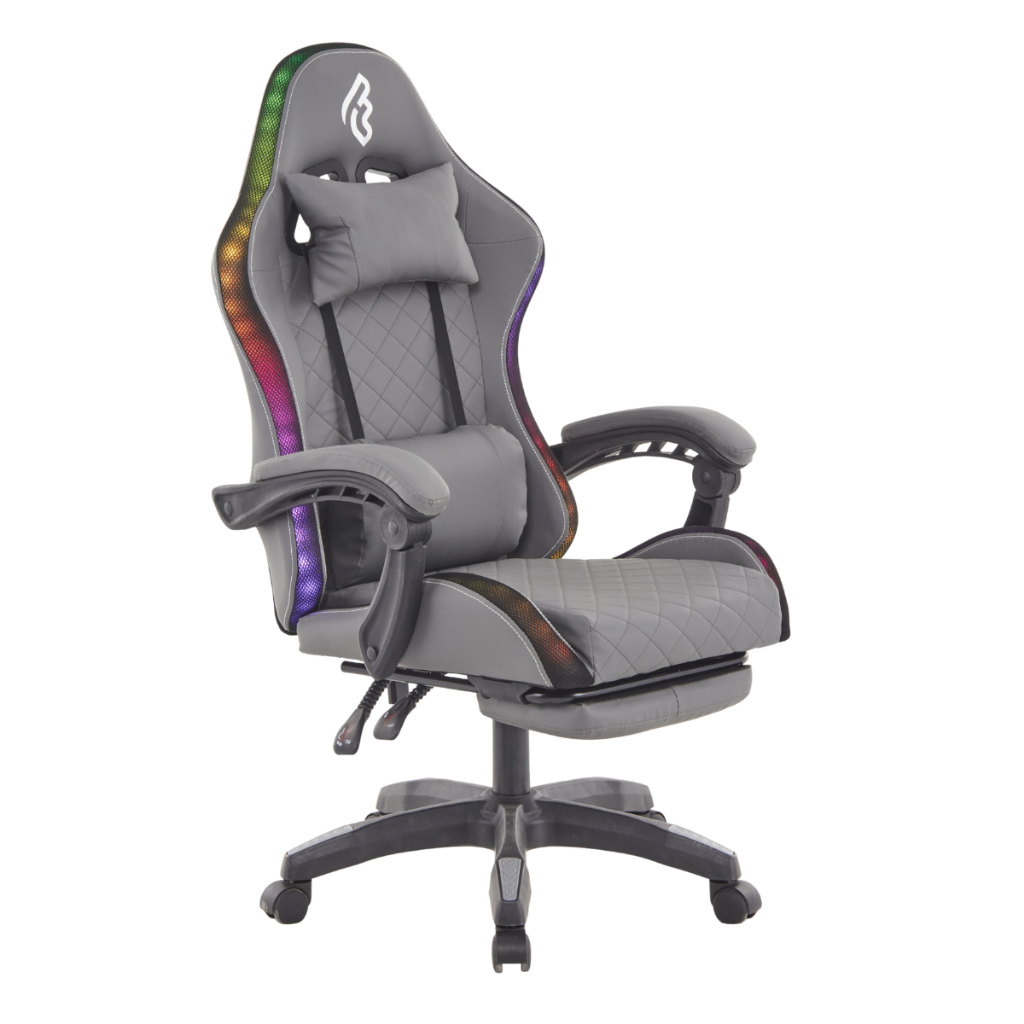 Cadeira de Escritório Gamer FOHAR LED RGB CONTROLE REMOTO Ajustável Reclinável Pro Conforto Giratória