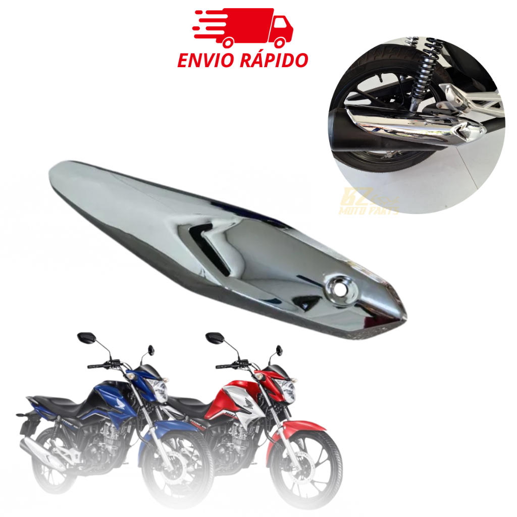 Protetor de Escapamento Cromado CG 160 Titan Fan Start 2016 a 2024 Alumínio Premium