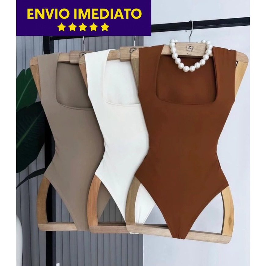 Body Collant Feminino Regata Suplex Forro Duplo Blusa Decote Quadrado Blogueira 2 EM 1 Confortável e Estiloso Lançamento