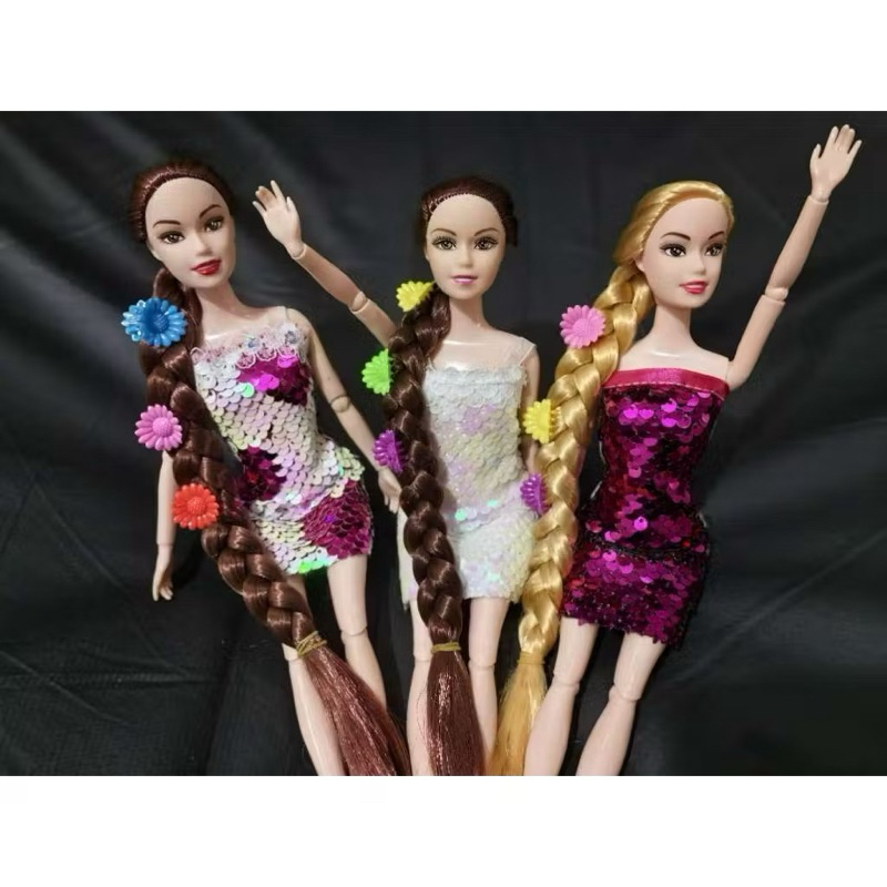 kit Brinquedo Boneca Com vestido Lantejoulas/Presilhas Para meninas