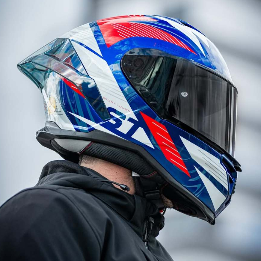 Capacete Moto Esportivo Fechado Norisk Strada 2 St Branco Azul Vermelho C/ Óculos Interno Lançamento