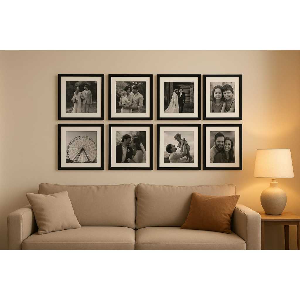 Quadro Decorativo 8 Peças Personalizado 20x20 cm | Envie Sua Foto | Cantinho De fotos em Oferta na Shopee