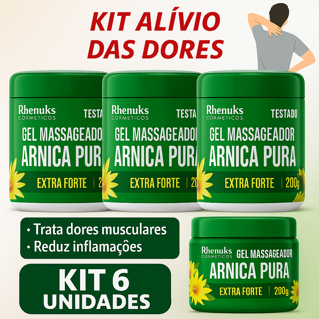 Gel Massageador Arnica Pura Extra Forte 200g – Alívio Natural Dores, Relaxa e Revigora