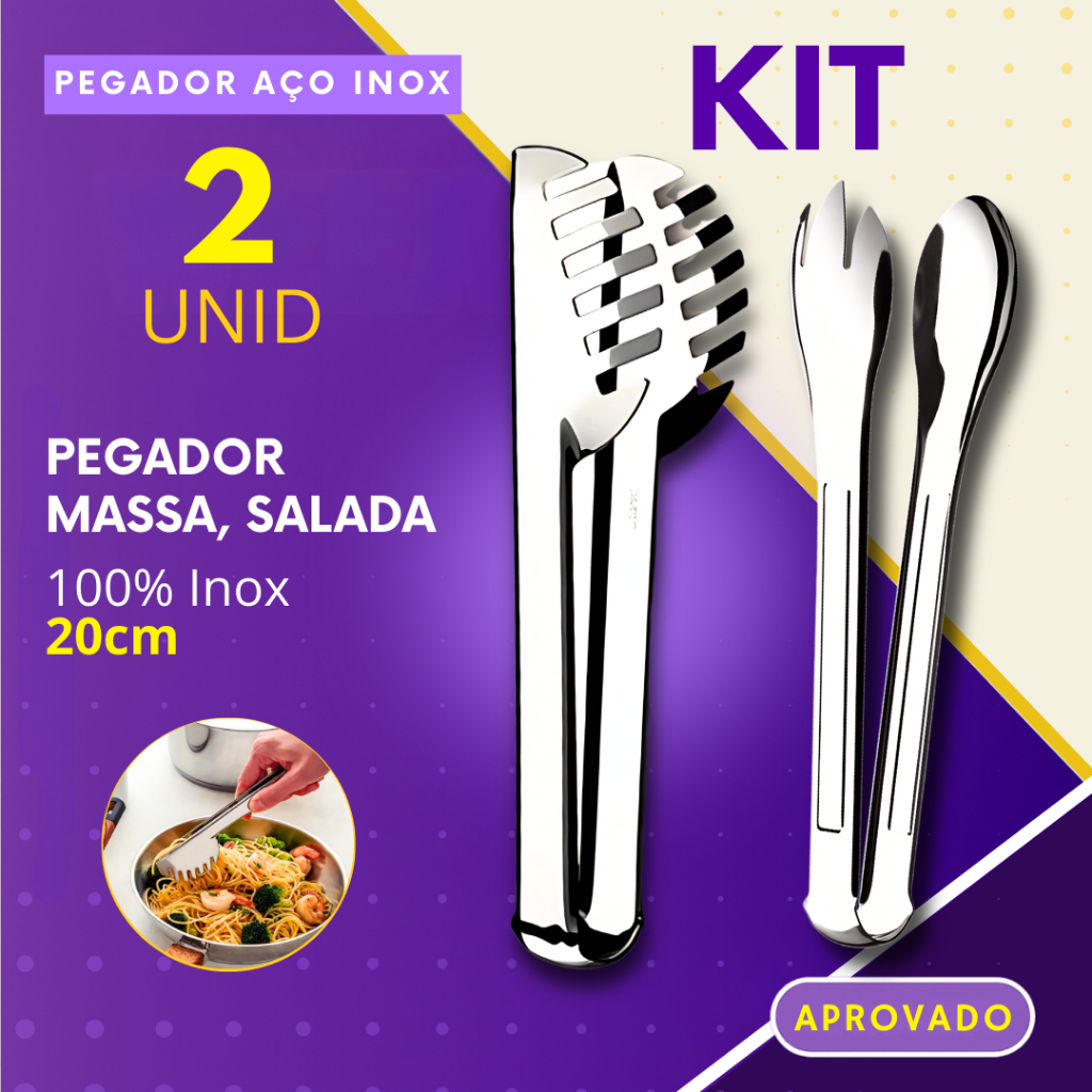 Pegador de Massa e Salada Kit 2 ou 1 Peça Inox para Macarrão Saladas Cozinha Restaurante e Buffet em Oferta na Shopee