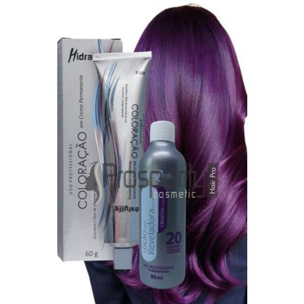 Tinta Capilar Coloração Violine Intenso 66.226 + Oxidante 20 vol Mairibel em Oferta na Shopee