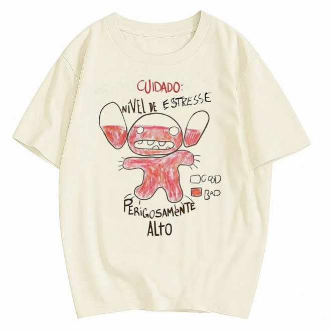 Camiseta Stitch Estresse - [Exclusiva] blusa lilo divertida camisa casual tshirt geek personagem pop