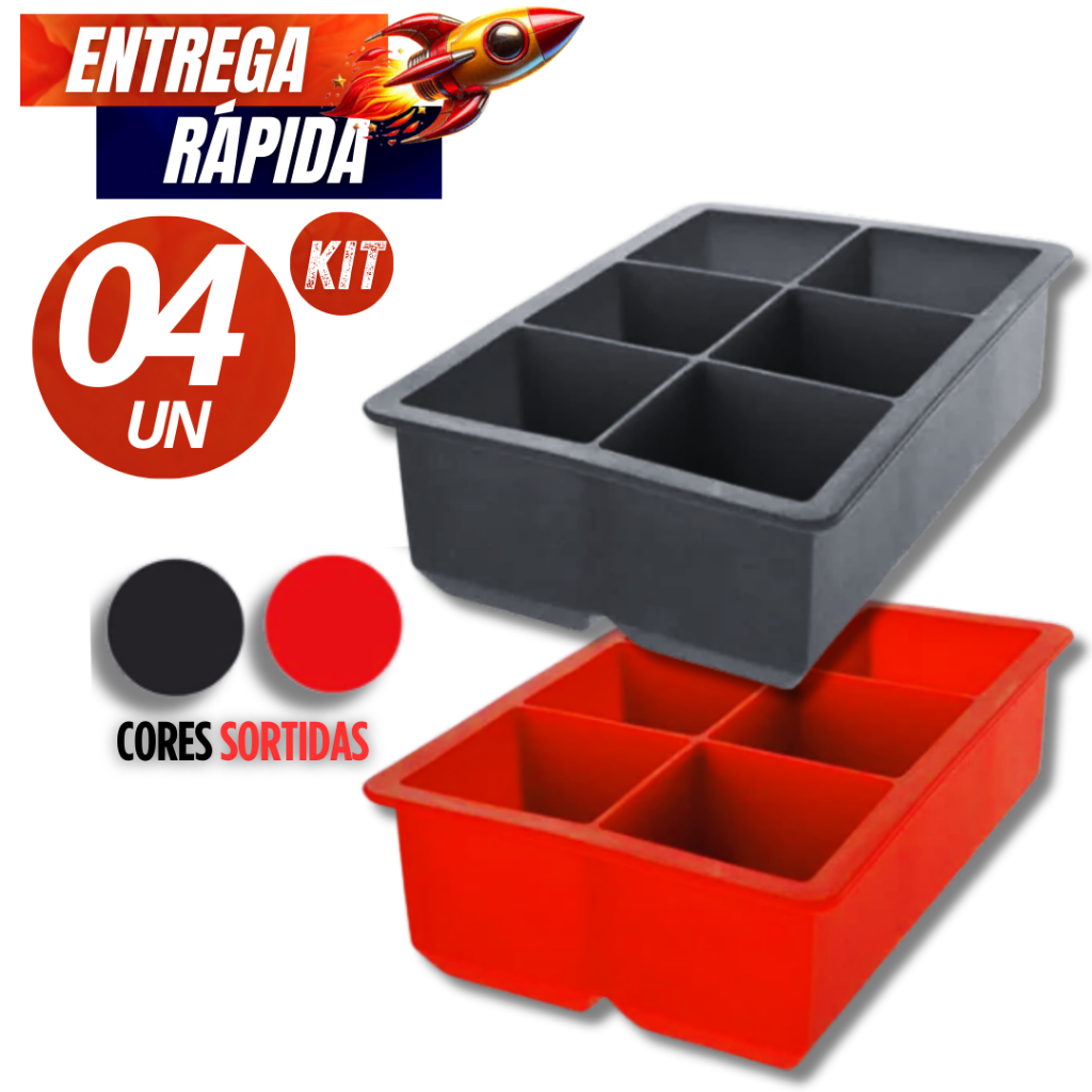 04/03/02/01 Forma Gelo Silicone Grande 6 Cubos Forminha Flexível Drinks  Chocolate Gelatina Variáveis Utilidades