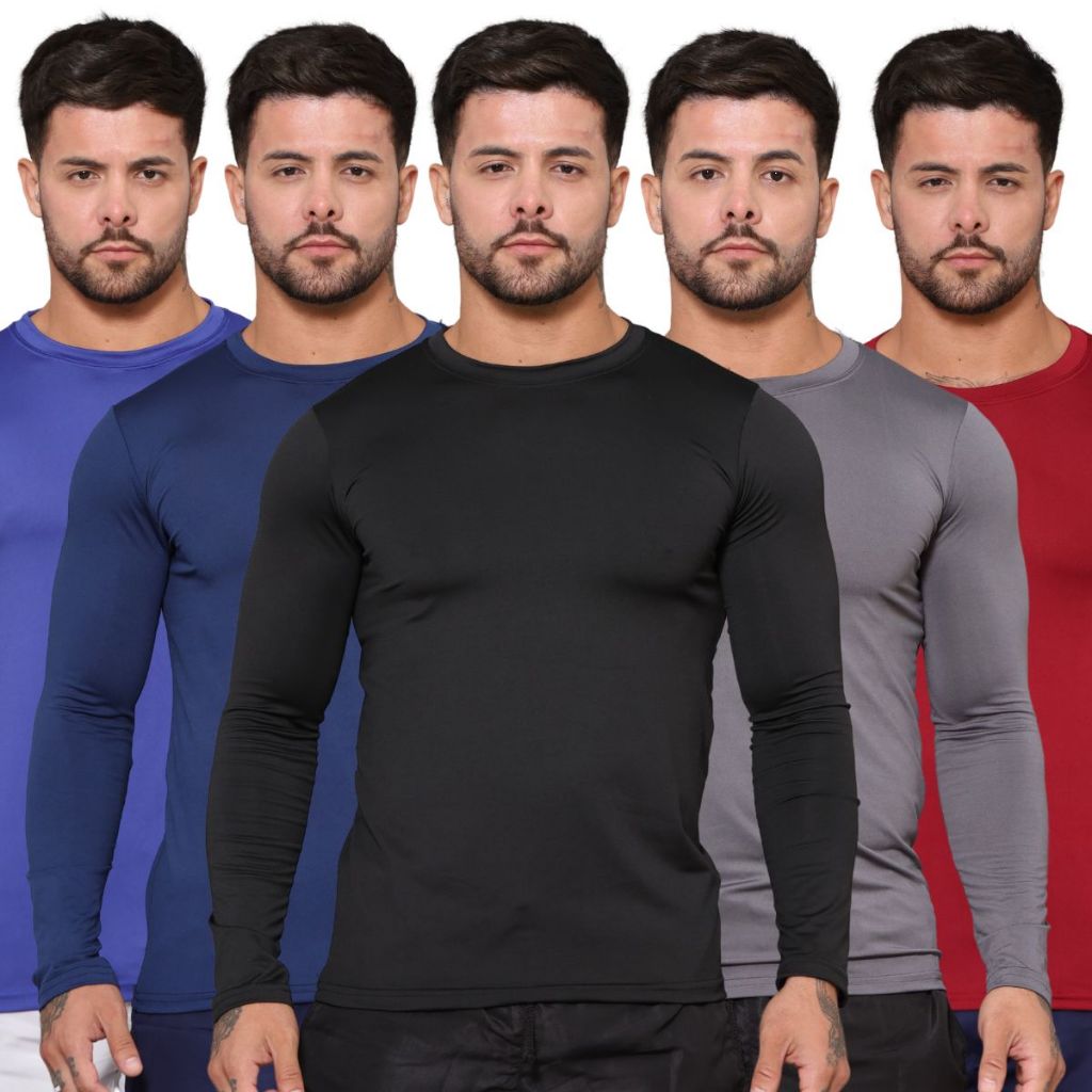 Camisa Térmica Proteção Uv 50+ Segunda Pele Camiseta Blusa Malha Fria Unissex Academia Manga Longa