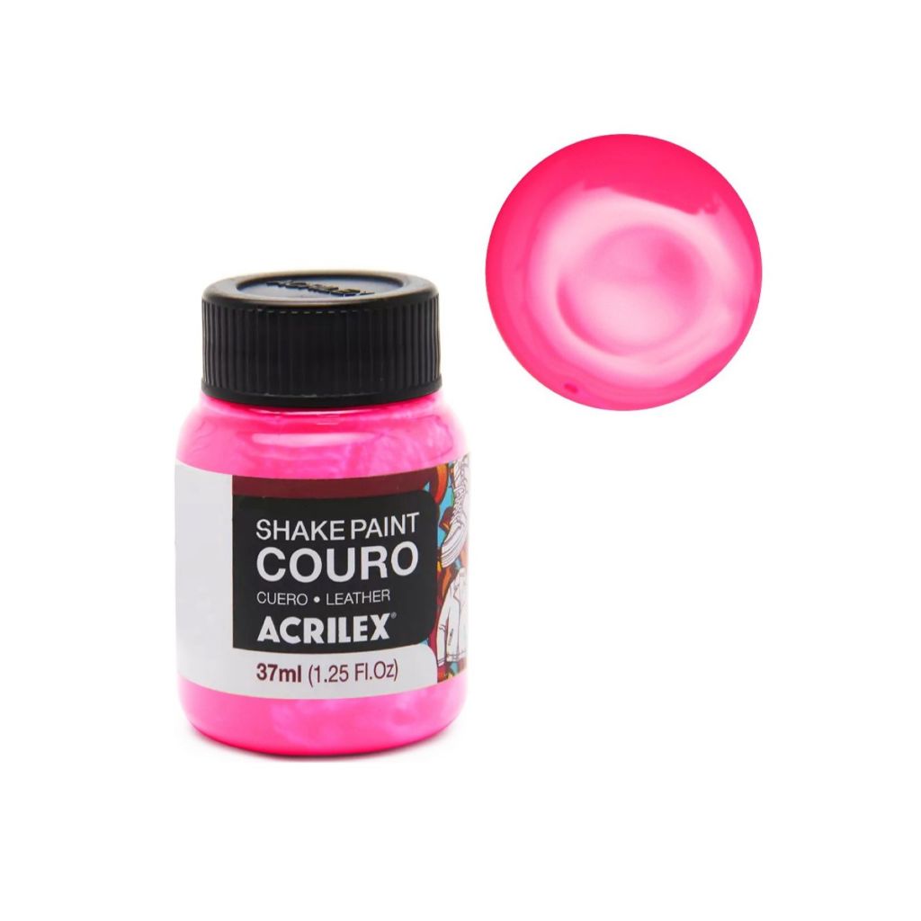 Tinta Para Couro Shake Paint 37ml Acrilex Rosa - 537 Tinta Proporciona Acabamento Uniforme Aderência