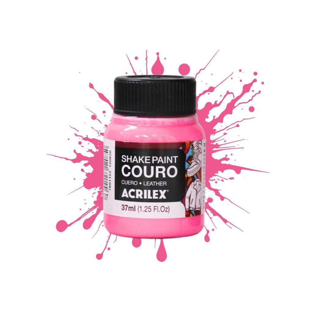 Tinta Shake Paint Couro 37ml 537 Rosa Rosa - 537 Acrilex Durabilidade E Ótima Aderência À Superfície