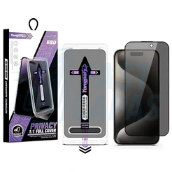 Película Privacidade iPhone Vidro 3D com Aplicador - Modelos 16 15 14 13 12 11 X XR XS Pro Max