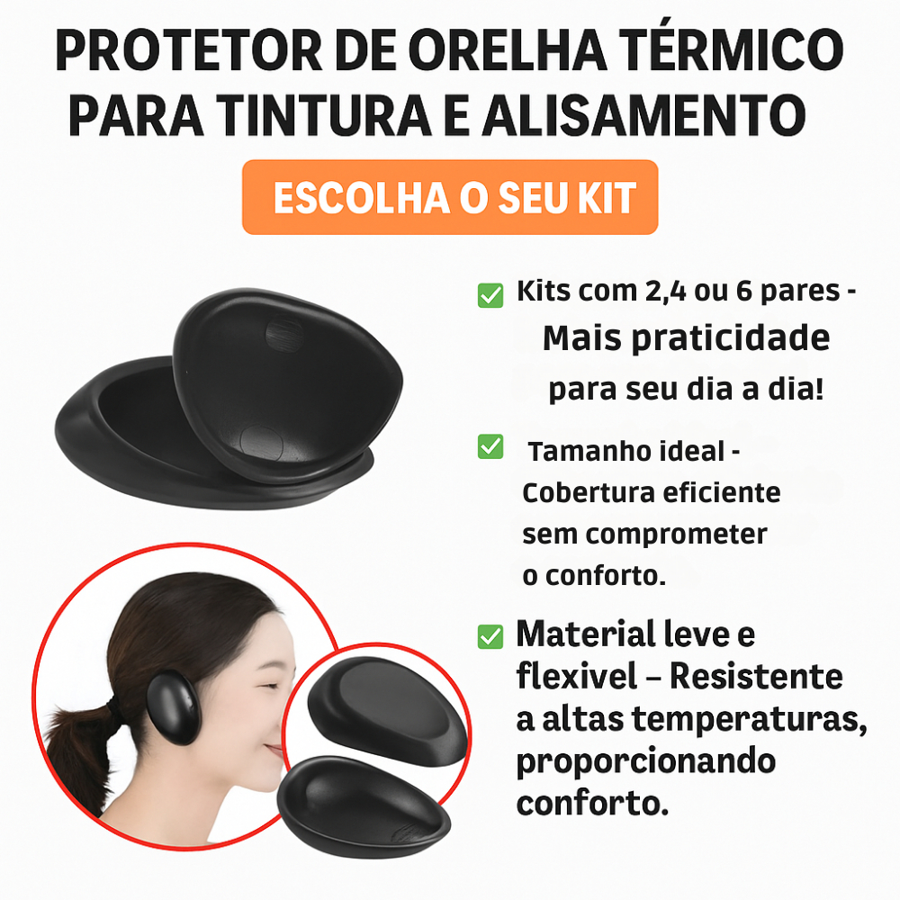 Protetor De Orelha Kits com 2 , 4 ou  6 Pares Proteção De Tintura E Calor em Oferta na Shopee