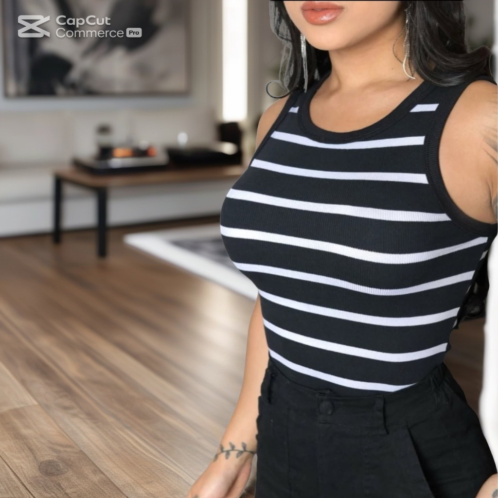 Camiseta Regata Feminina Canelada Listrada Preto e Branco Camiseta Básica Blusa Regata Casual em Oferta na Shopee