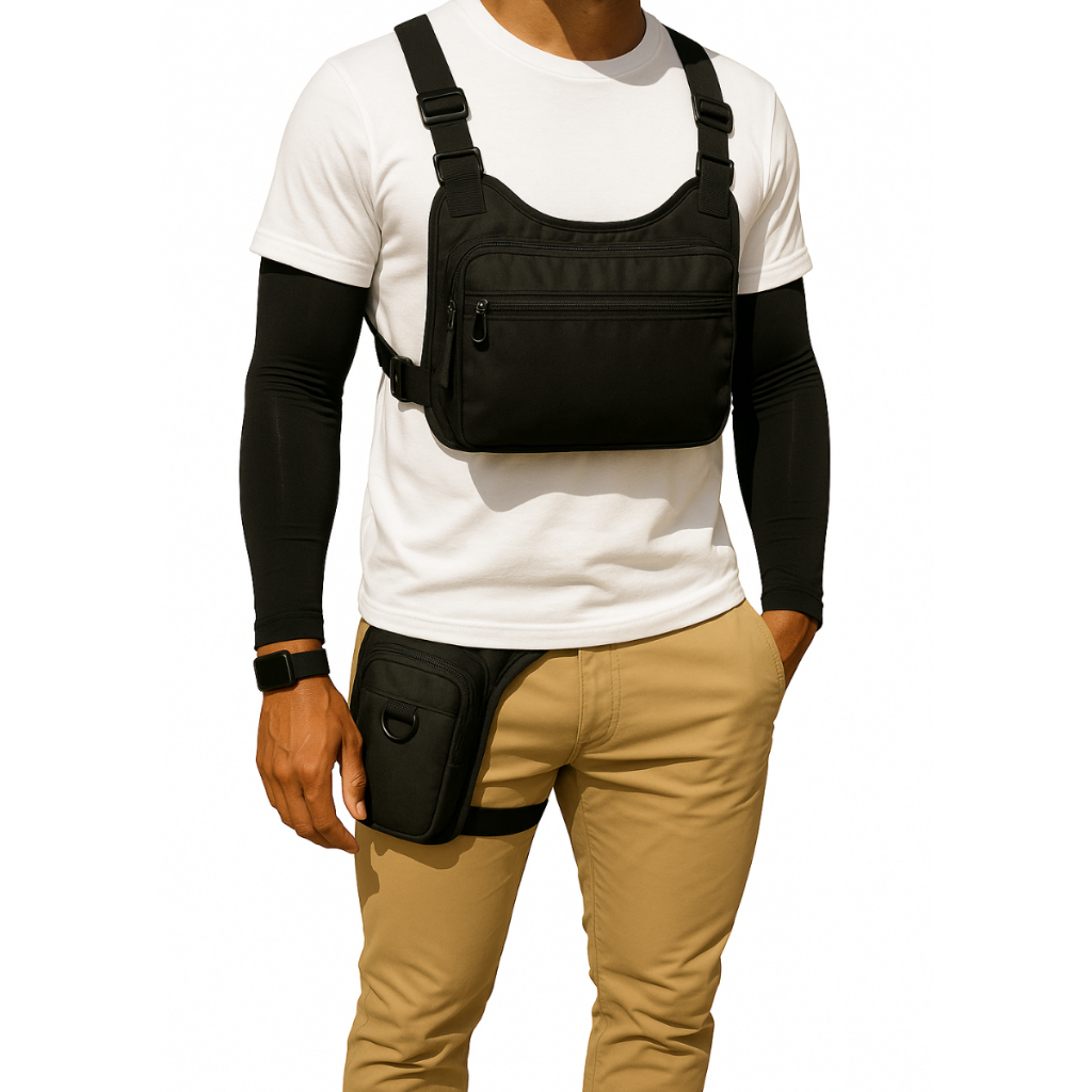 Pochete Colete Tático tórax Ajustável Chest bag Masculina feminina urbano Multifuncional