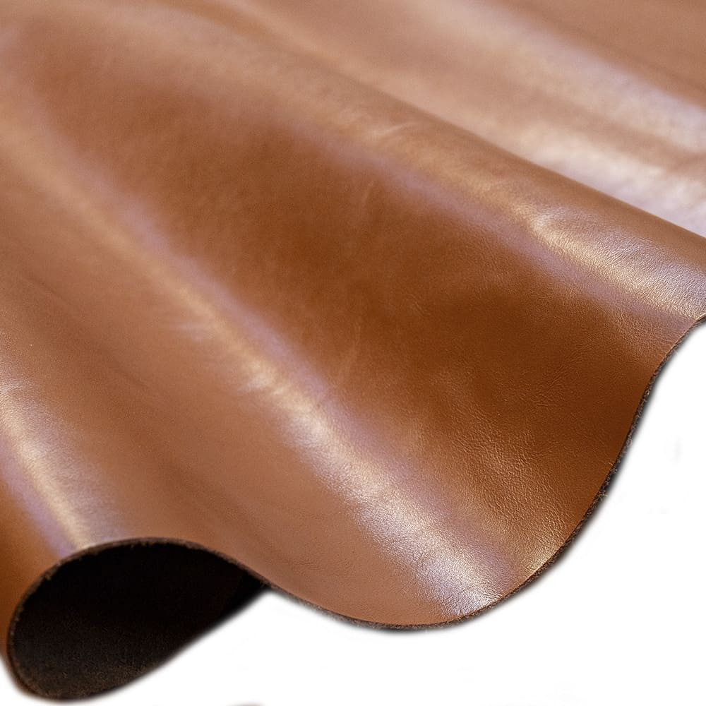 Pedaço de Couro Genuíno Tipo Madri - 25x50cm Retalho – Placa Textura Leve - Cor: Âmbar