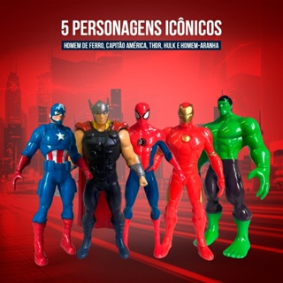 Kit 5 Bonecos Colecionáveis Marvel  Vingadores Homem Aranha Hulk Homem De Ferro Capitão América/Pantera em Oferta na Shopee