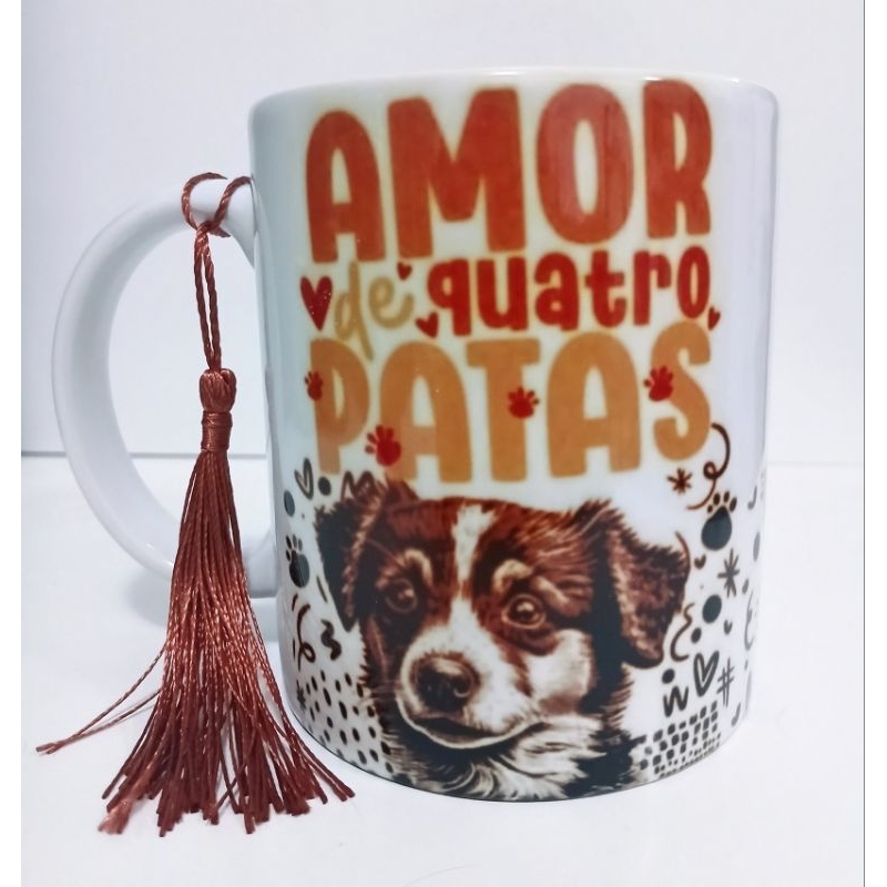 Caneca de cerâmica cachorros, cães, pet. amo meu pet