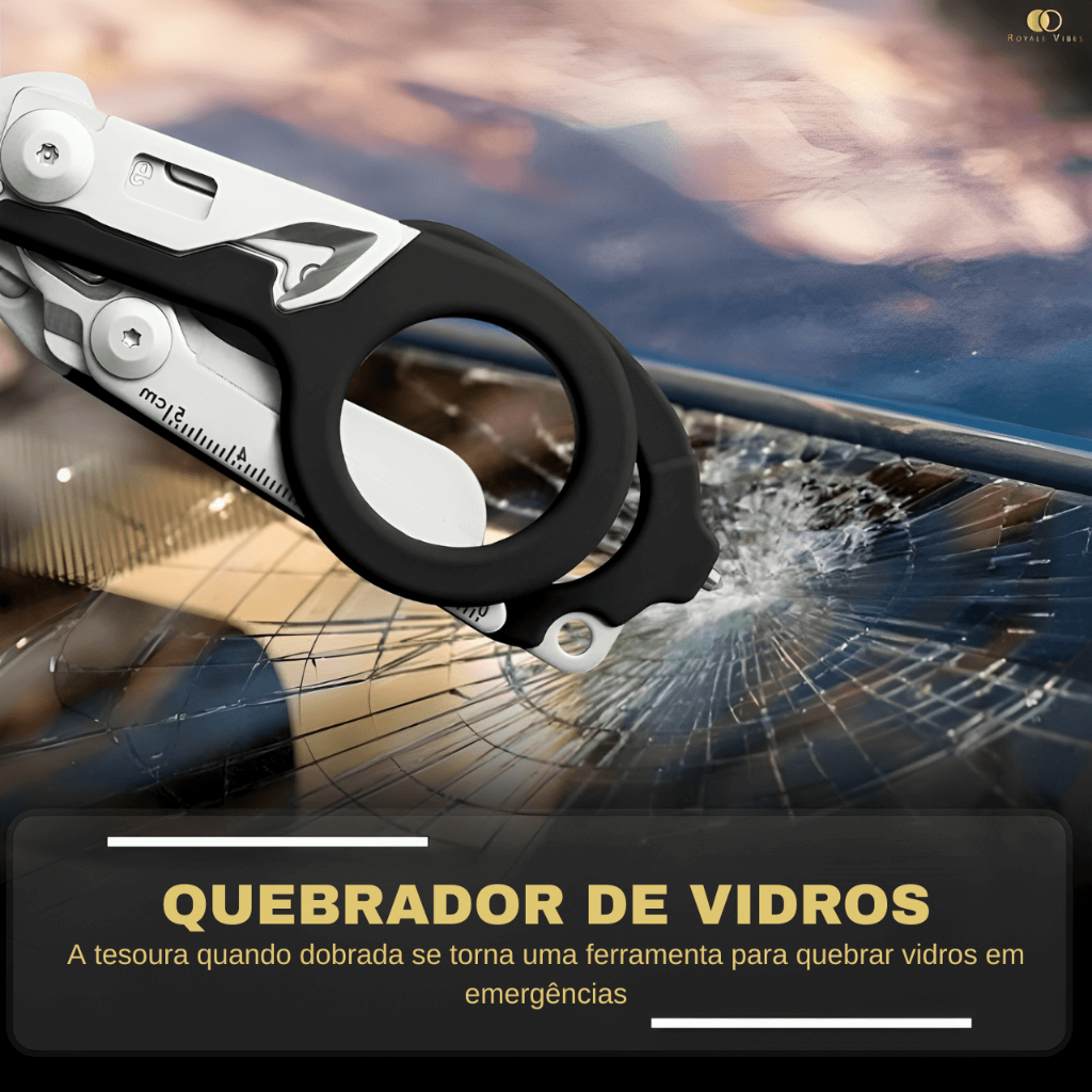 Detalhes do Tesoura de Ponta Romba Tática Multifuncional Com Coldre - APH Tático/Primeiros Socorros
