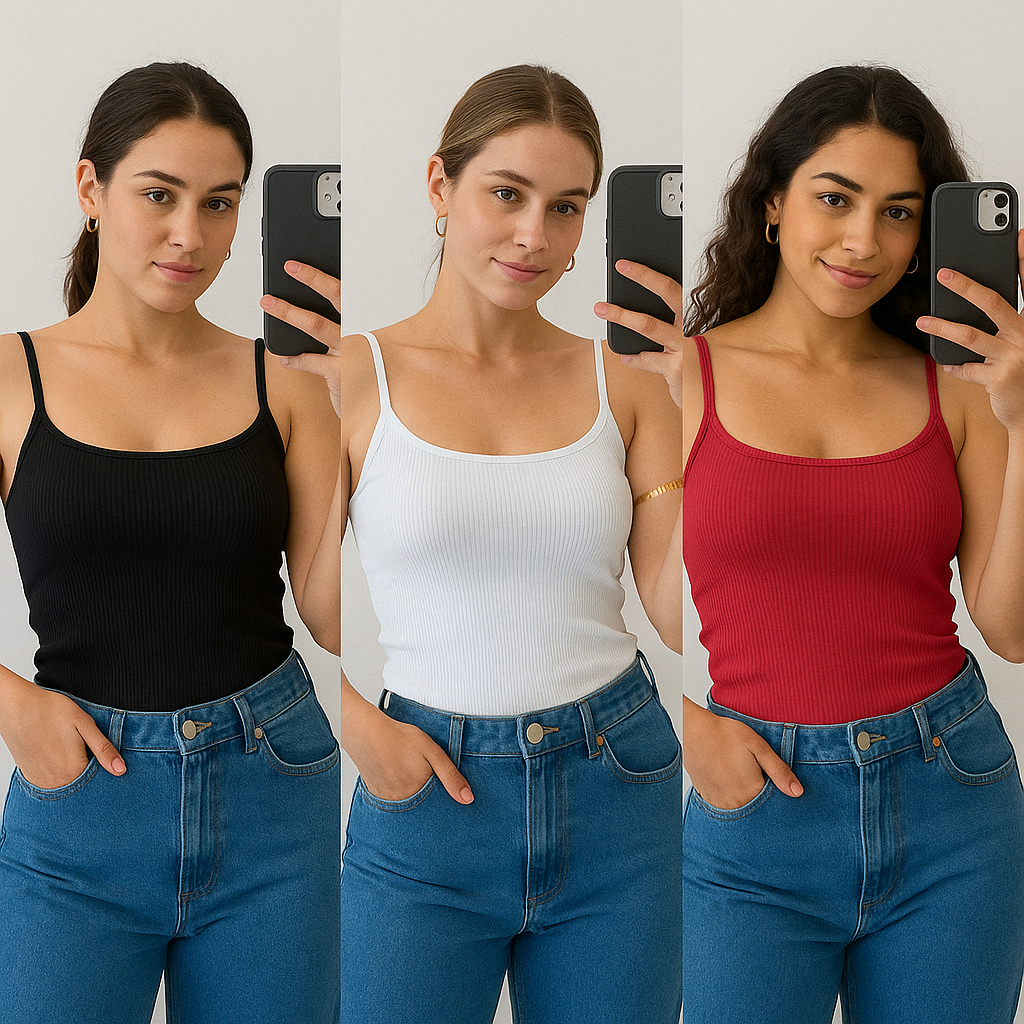 Kit 10 Blusa Feminina Regata Alcinha Canelada Camisa com Bojo – Atacado P M G GG
