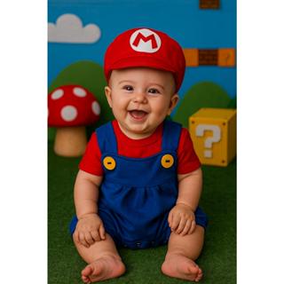 Fantasia Super Mario Bros e Luigi Mesversario Macacão Conjunto Festa Infantil Bebê em Oferta na Shopee