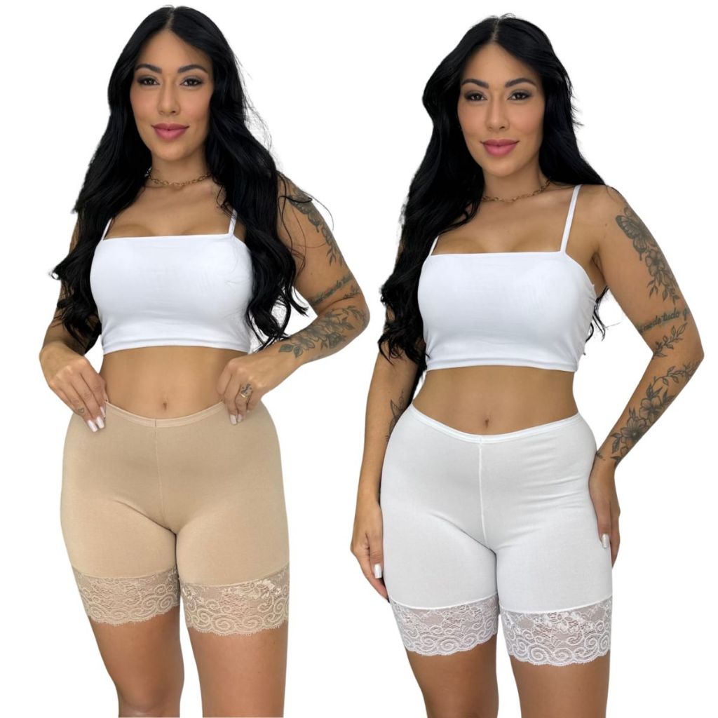 Kit 2 Short Anágua Calcinha Feminina Lingerie Conforto Estilo Elegancia Segunda Pele Detalhes
