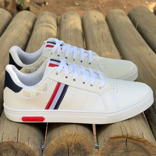 Sapatênis masculino Tênis branco e preto Sapato casual couro sintético leve confortável em Oferta na Shopee