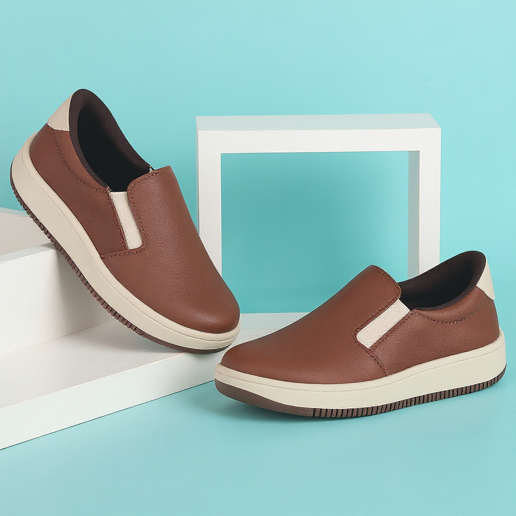 Tênis Infantil Masculino Bege Castanho azul preto Calce Fácil Slip On Casual Confortável Macio Leve Estiloso Lindy Kids