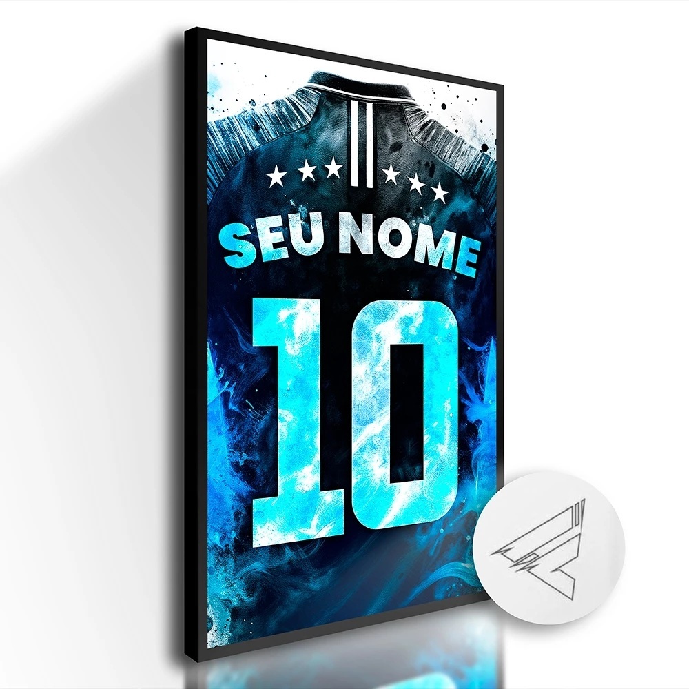Quadro Decorativo Futebol, camisa, esporte *NOME* personalizado Quarto, Sala All