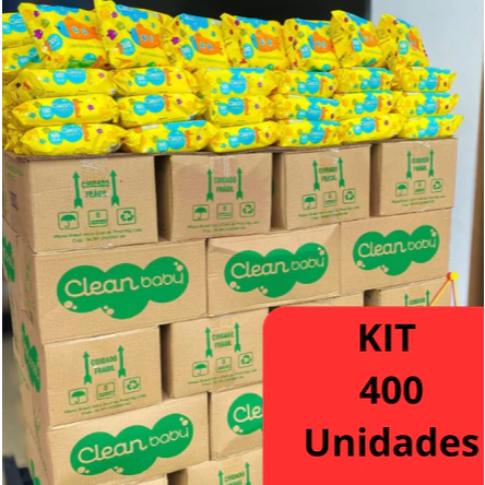 KIT Com 4 UN PACOTES de Toalhas Umedecidas Clean Baby Com 100 TOTAL 400 TOALHAS UMEDECIDAS Validade 2026