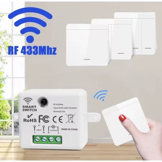 Interruptor de parede sem fio, receptor de relé 433mhz Apagador sem fio controle remoto para lâmpada