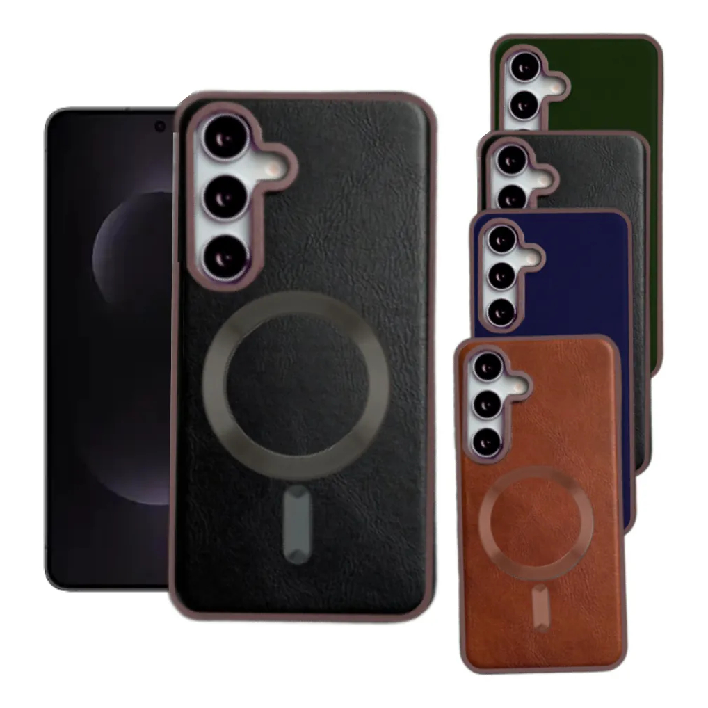 Capa MagSafe em Couro Samsung Galaxy S24 FE 5G SM-S721B Case Carregador Magnético *