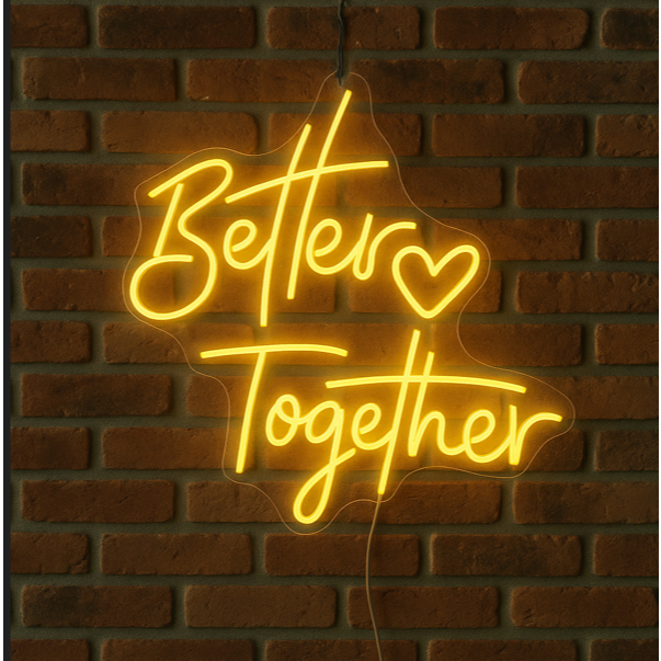 Neon LED Better Together <3 – Luminária Decorativa Acrílico para Eventos e Casa