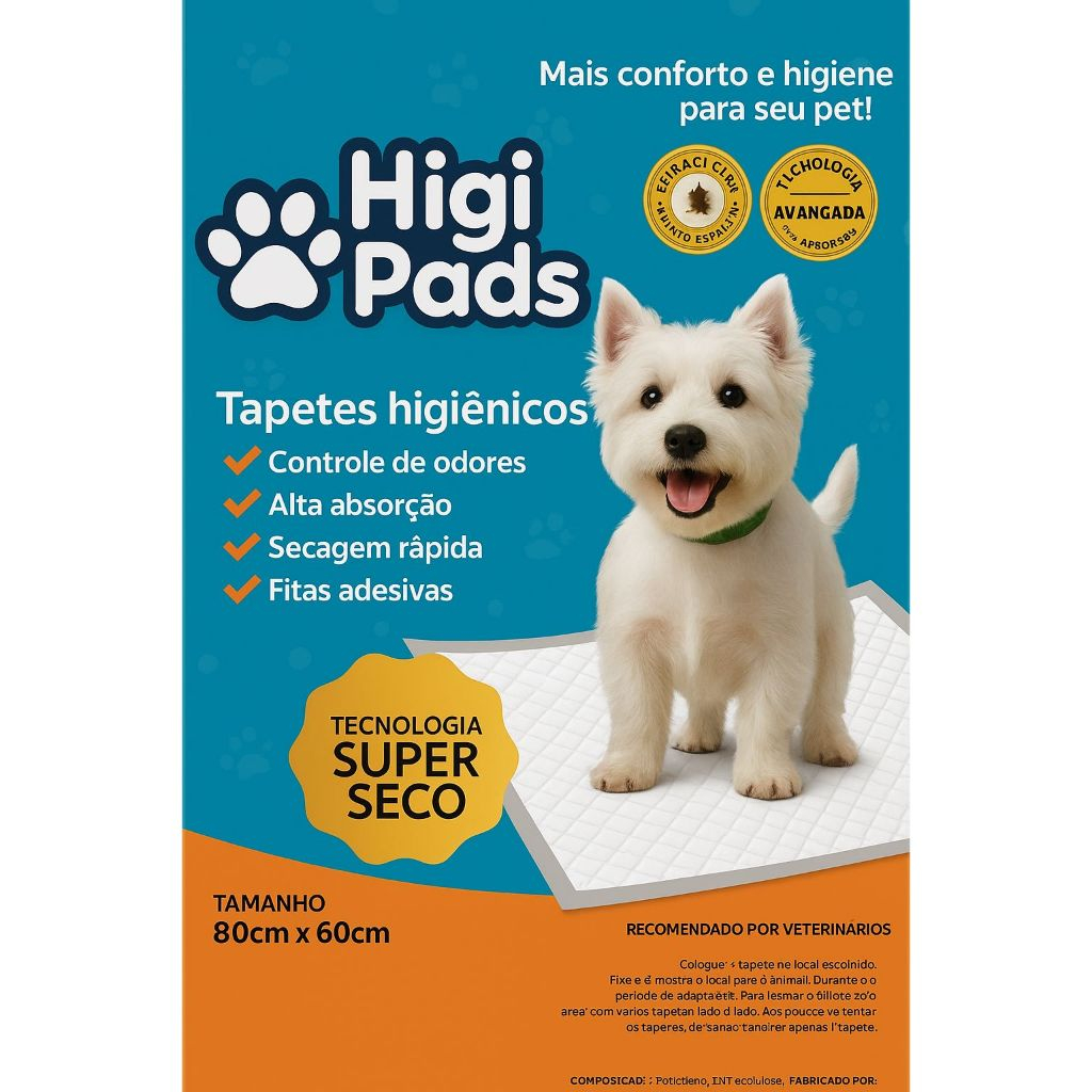 Kit Tapete Higiênico para Caes gatos higi pads - 80x60 cm - Premium Rápida Absorção