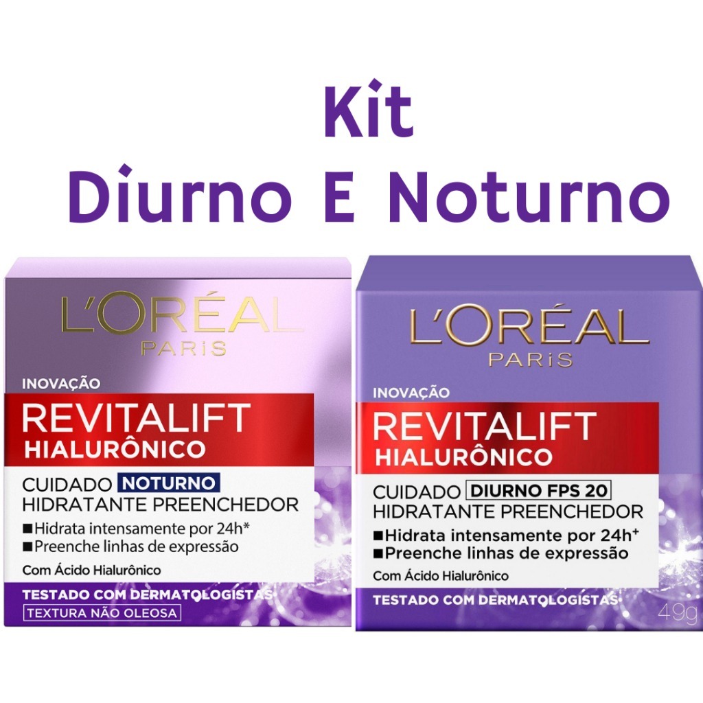 Kit Revitalift Hialurônico L’Oréal Paris Creme Diurno FPS20 + Creme Noturno Antissinais 2 Itens