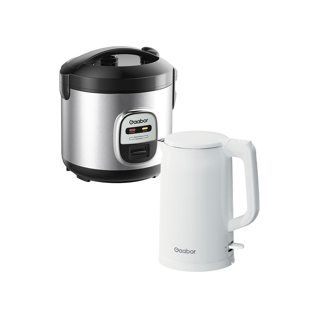 [Venda em Conjunto] Gaabor Panela de Arroz 2L RC20M + Chaleira 1,7L EK20M com Tecnologia Antiaderente e Fácil Limpeza em Oferta na Shopee