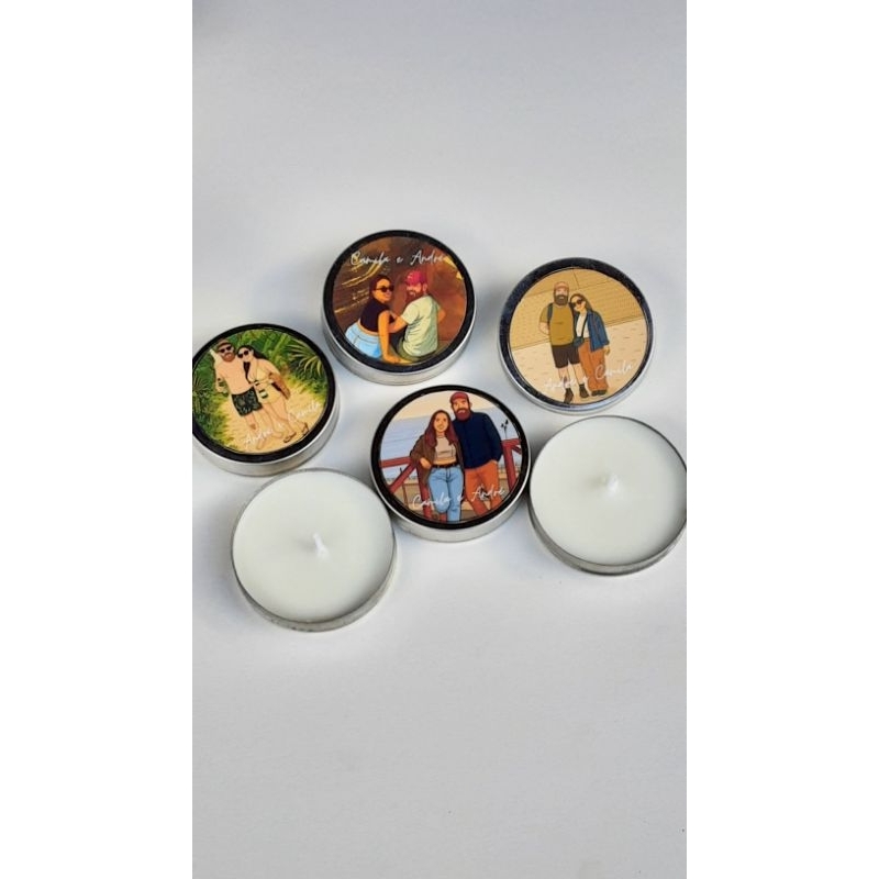 15 Velas aromáticas na latinha 30g Personalizada = Lembrancinha casamento, Aniversário, Eventos, Maternidade...