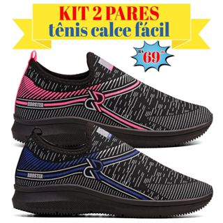 Kit 2 Pares Tênis Slip On Adulto Calce Fácil Esportivo Casual em Oferta na Shopee