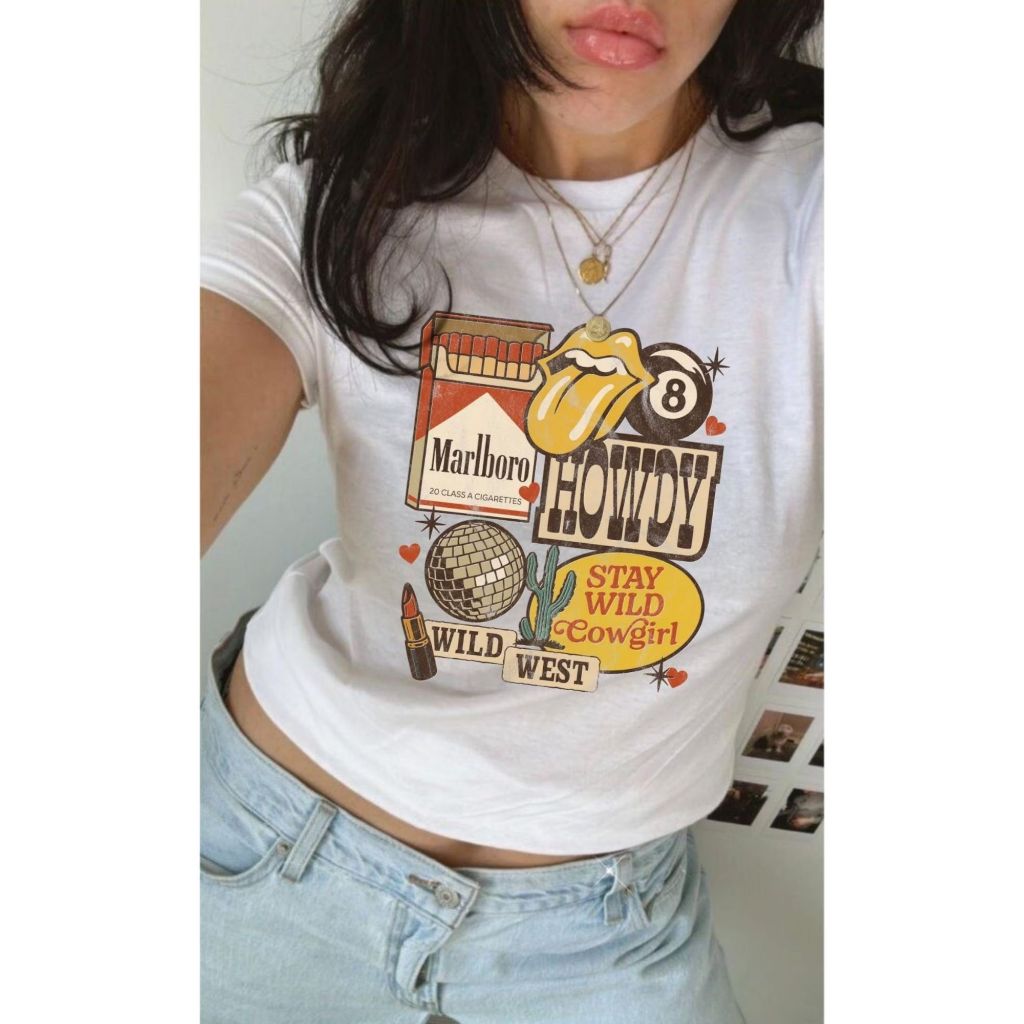 Camiseta Country Feminina MARLBORO HOWDY WILD WEST Camisa Cowgirl Moda Western Charme e Elegância